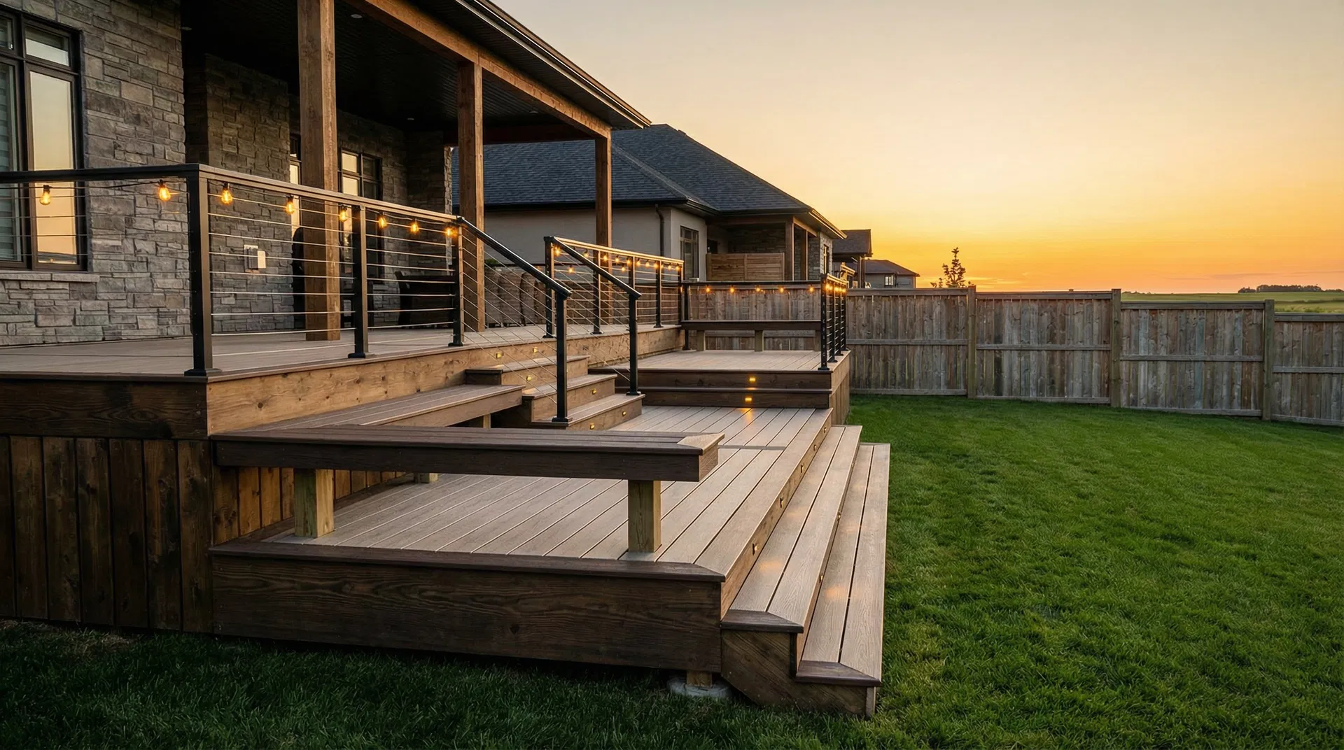 Cedar deck construction in Winnipeg