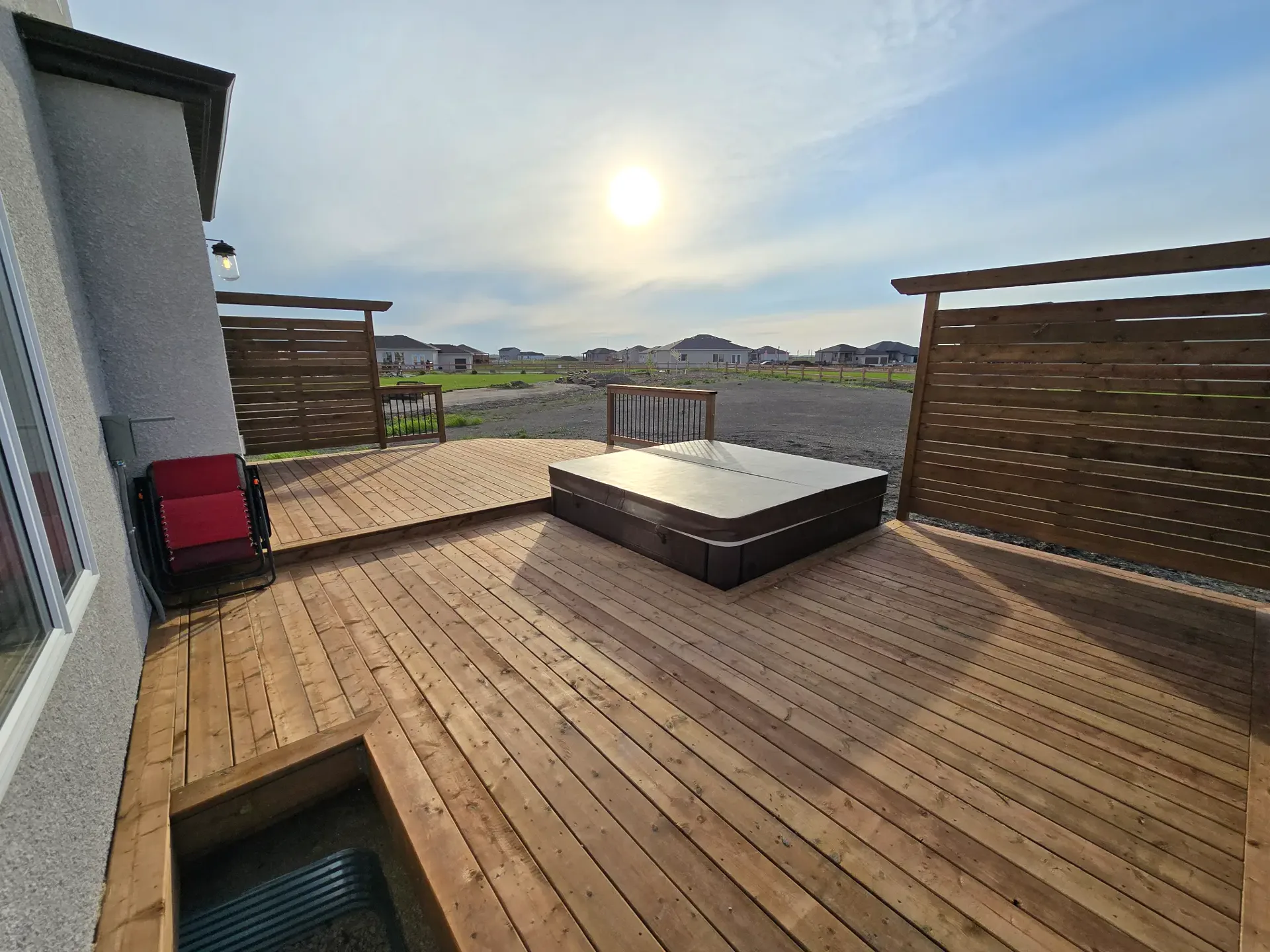 Multi-level cedar deck with hot tub platform