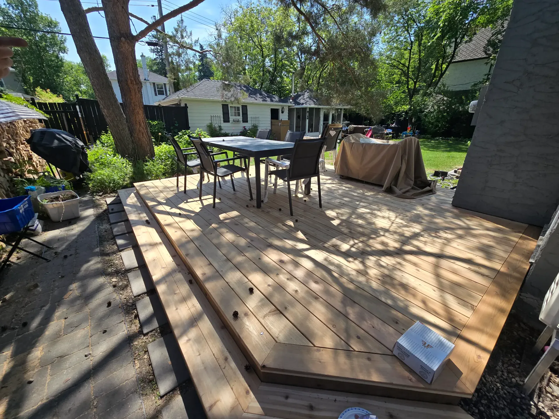 Rebuilt backyard deck in River Heights, Winnipeg